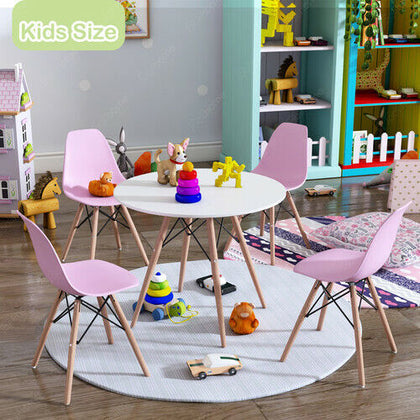 Kids Dining Table+2/4 Chairs Sets 60 cm Round Wooden Table Study Chair Furniture