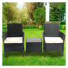 Outdoor Rattan Garden Furniture 3PCS Bistro Set Patio Wicker Table & Chair Set.