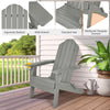 Folding Garden Adirondack Chair Ergonomic Outdoor Patio Sun Lounger W/Cup Holder