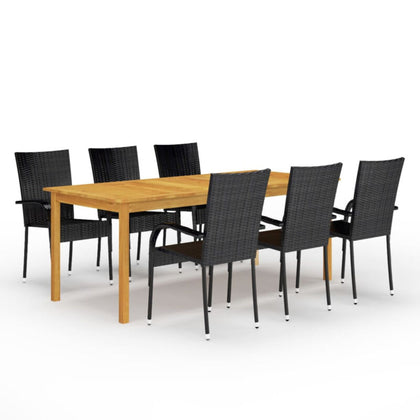 7 Piece Garden Dining Set Black K2Q3