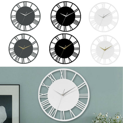 Round 30cm Kitchen Living Room Wall Clock Roman Numeral Skeleton Home Office