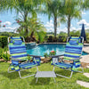 3 PCS Beach Chair and Table Set Outdoor Reclining Chairs Roll Up Camping Table