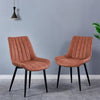 2pcs Faux Leather Dining Chairs Set PU Back Seat Metal Legs Restaurant Chair