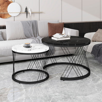 Nesting Tables Round Set Of 2 Coffee Tables Side Table End Table for Living Room