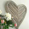 Large 70cm Washed Grey Brown Wicker Heart Hanging Rustic Display Wall Home Art