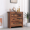 Rustic Brown Chest Of 4 Drawers Wooden Storage Unit Black Metal Handles Bedroom