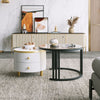 Round Nesting Coffee Table Set W/ 2 Drawer White Side Tables with Storage