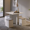 Mondeer 5PC Wooden Dining Table Set 4 Stools Soft Cushion Space Saving White