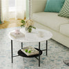 High Gloss Marble Coffee Table Large 2 Layer Side End Table Living Room Bedroom