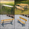 Folding Table & 2 Benches Set Trestle Camping Party Picnic BBQ Garden In/Outdoor
