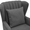 Grey Scalloped Accent Armchair Fabric Single Sofa Lounge Padded Seat W/Footstool