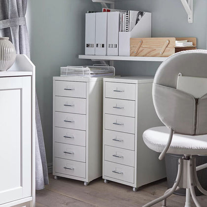 6 Drawer Locking Office Filing Cabinet w/Wheels Rolling Storage Nightstand Table