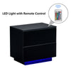 2 Drawers LED Light Bedside Table Side Nightstand Storage Organiser High Gloss