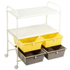 4 Drawers Storage Trolley 3 Tier Rolling Utility Cart w/Lockable Wheels Mobile