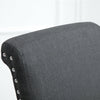 2x Dark Grey Dining Chairs Upholstered Fabric with Rivets Wood Legs Diningroom