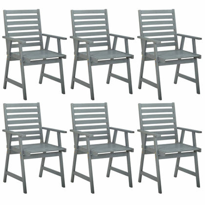 Outdoor Dining Chairs 6 pcs Grey Solid Acacia Wood I5Q7