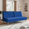 3 Seater Blue Click Clack Sofa Bed Velvet Fabric Recliner Settee Couch Sofabed