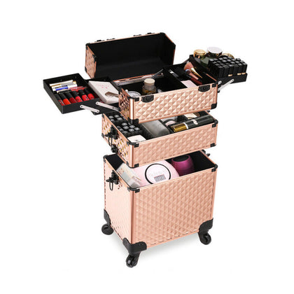 Artist Cosmetic Vanity Case Makeup Trolley Mobile Beauty Hairdressing StorageBox