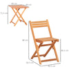 3Pcs Garden Bistro Set, Folding Outdoor Chairs and Table Set, Teak
