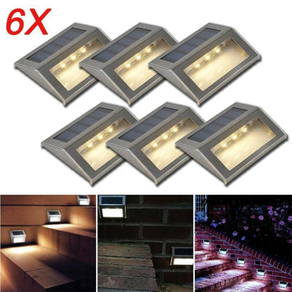6pcs Bright Solar Power Door Fence Deck Wall Lights LED Outdoor Garden Lighting