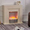 Fire Fireplace Living Room Mantelpiece Beige Free Standing Fire Flame Heater New