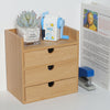 Bamboo Wood 3 Drawer Desktop Organizer Home Office Makeup Stationery Storage