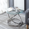 Modern Clear Glass Sofa Side Table Chrome Leg Small Coffee Table Living Room