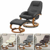 360° Swivel Recliner Lounge Sofa Chair Footrest Footstool PU Leather Wood Base