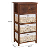 Chest of Drawers Cabinet Bedroom 2 Drawer 3 Baskets Wooden Wicker Living Room