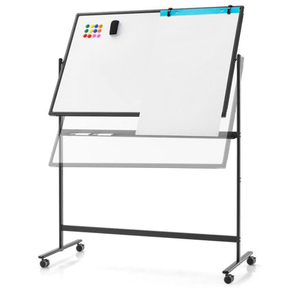 Rolling White Board Reversible Dry Erase Board Height Adjustable Whiteboard