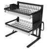 2‑Tier Sturdy Stainless Steel Metal Dish Drainer Drying Rack Kitchen Organizer