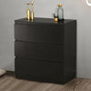 Black 3 Drawers Cabinet Chest of Drawers Side End Table Wood Living Room Modern