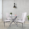Round Tempered Glass Dining Table And 4 Faux Leather Dining Chairs Kitchen Home