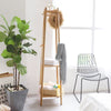 3 Layer 8 Hooks Bamboo Clothes Rail Coat Hat Rack Stand Ladder Shelves Organizer