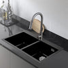 Large Stone Resin 2.0 Kitchen Sink with Waste Kit Inset Sinks 2 Deep Bowls Black