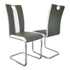 Dining Chairs 2PCS High Backrest Leather Chrome Legs Kitchen Office Chairs Grey