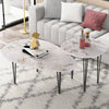 2pcs Luxury Coffee Table Marble Effect Cafe Center Table Living Room Bedroom Dec