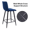 75CM Seat High Blue Velvet Bar Chairs Counter High Chairs Padded Seat Back Rest