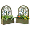 2 PCS Decorative Raised Garden Bed Heavy-Duty Metal Elevated Bed with Trellises