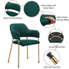 2*Green Velvet Dining Chairs Golden Leg Armchairs Kitchen Restaurant Cafe Chairs