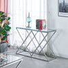 Hallway Console Table Clear Tempered Glass & Chrome Leg Living Room Side Table