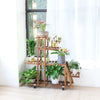 Portable Rolling Wooden Plant Stand Multi-Layer Flower Display Shelf Storage UK