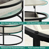Round Coffee Table Beige Lift Up Top Magazine Storage Box Black Metal Frame