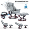 Leather Swivel Chair Recliner Armchair Home Lounge Sofa Chair With Footstool