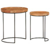 2 Piece Coffee Table Set Wood and Steel Furniture
