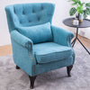 Upholstered Wing Back Chesterfield Sofa Velvet Button Tub Chair Scallop Armchair