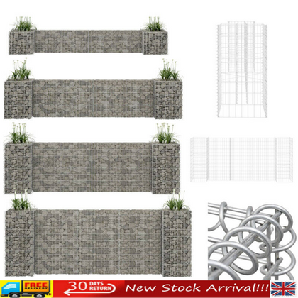 H-Shaped Gabion Baskets Outdoor Cages Stone Wire Mesh Planter Steel Garden Decor