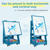 Mobile Kids Art Easel Double-sided Magnetic Painting Board Height Adjustable