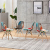4Pcs Fabric Retro Lounge Office Chair Dining Chairs Wooden Leg Padded Patchwork