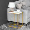 Real Marble Side End Table Golden Frame Nightstand Storage for Artworks Bonsai